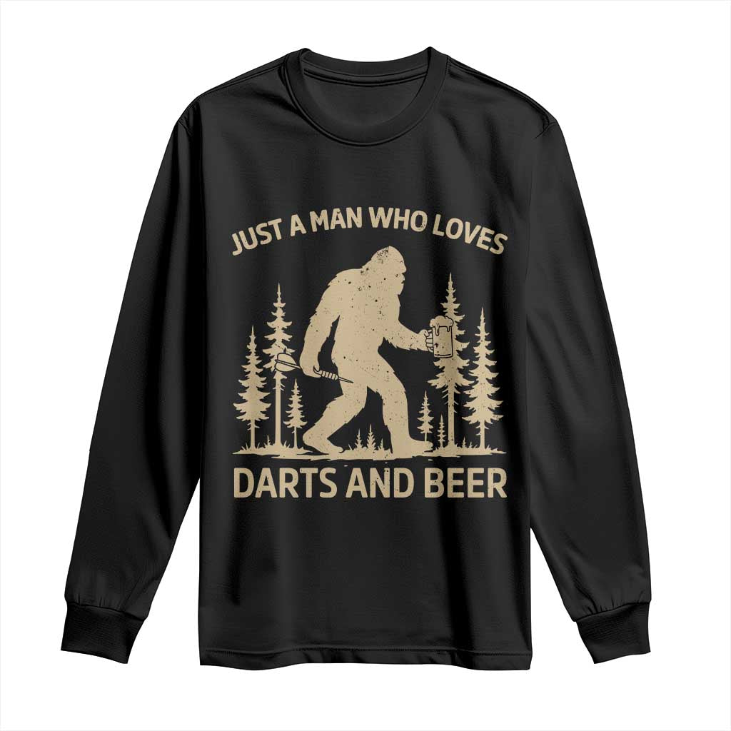 Funny Bigfoot Just A Man Who Loves Darts And Beer Gift Long Sleeve Shirt TS12 Black Print Your Wear