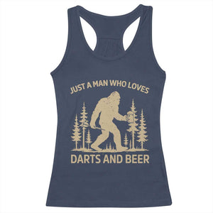 Funny Bigfoot Just A Man Who Loves Darts And Beer Gift Racerback Tank Top TS12 Navy Print Your Wear