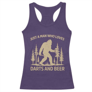 Funny Bigfoot Just A Man Who Loves Darts And Beer Gift Racerback Tank Top TS12 Purple Print Your Wear