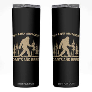 Funny Bigfoot Just A Man Who Loves Darts And Beer Gift Skinny Tumbler TS12 Black Print Your Wear