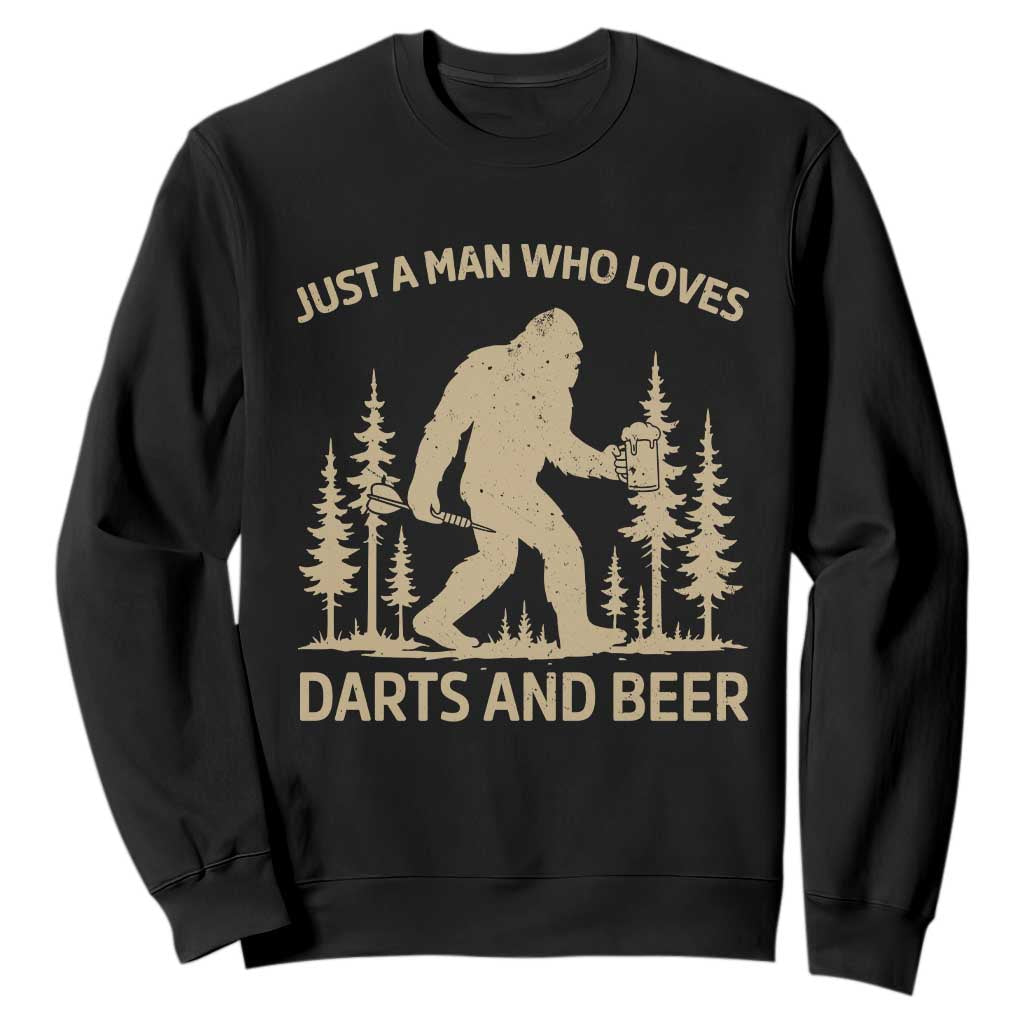 Funny Bigfoot Just A Man Who Loves Darts And Beer Gift Sweatshirt TS12 Black Print Your Wear