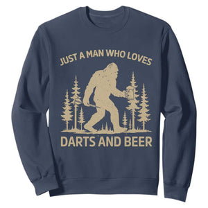 Funny Bigfoot Just A Man Who Loves Darts And Beer Gift Sweatshirt TS12 Navy Print Your Wear