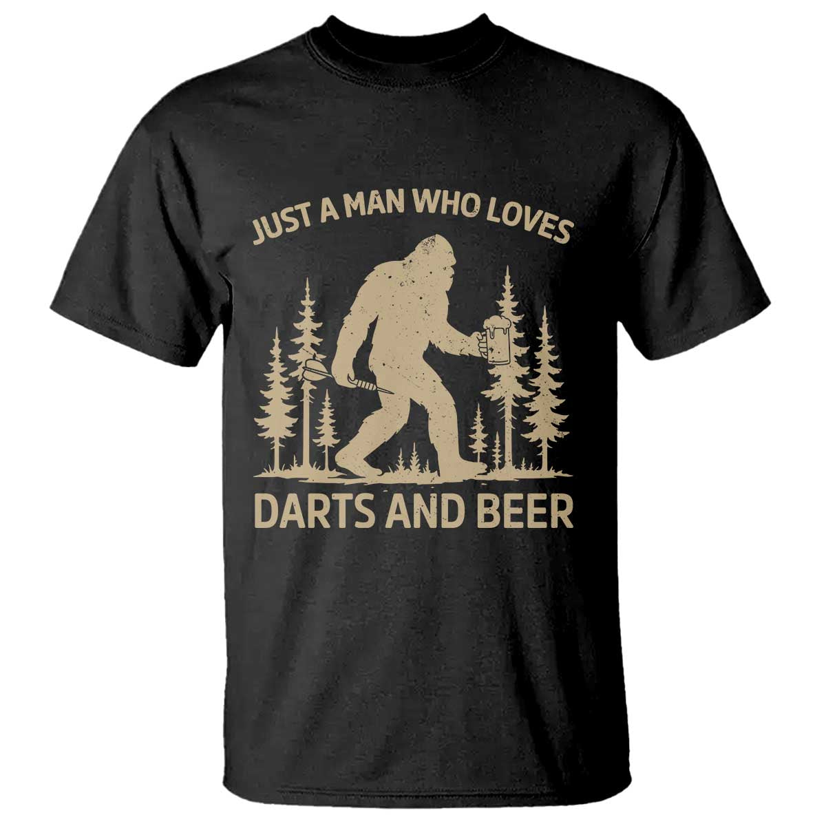 Funny Bigfoot Just A Man Who Loves Darts And Beer Gift T Shirt TS12 Black Print Your Wear