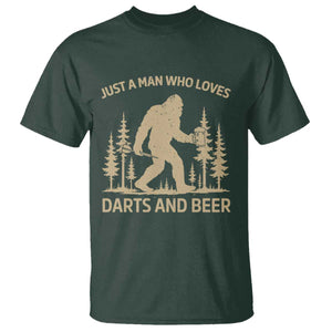 Funny Bigfoot Just A Man Who Loves Darts And Beer Gift T Shirt TS12 Dark Forest Green Print Your Wear