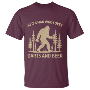 Funny Bigfoot Just A Man Who Loves Darts And Beer Gift T Shirt TS12 Maroon Print Your Wear