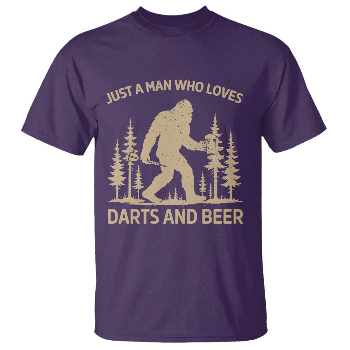 Funny Bigfoot Just A Man Who Loves Darts And Beer Gift T Shirt TS12 Purple Print Your Wear