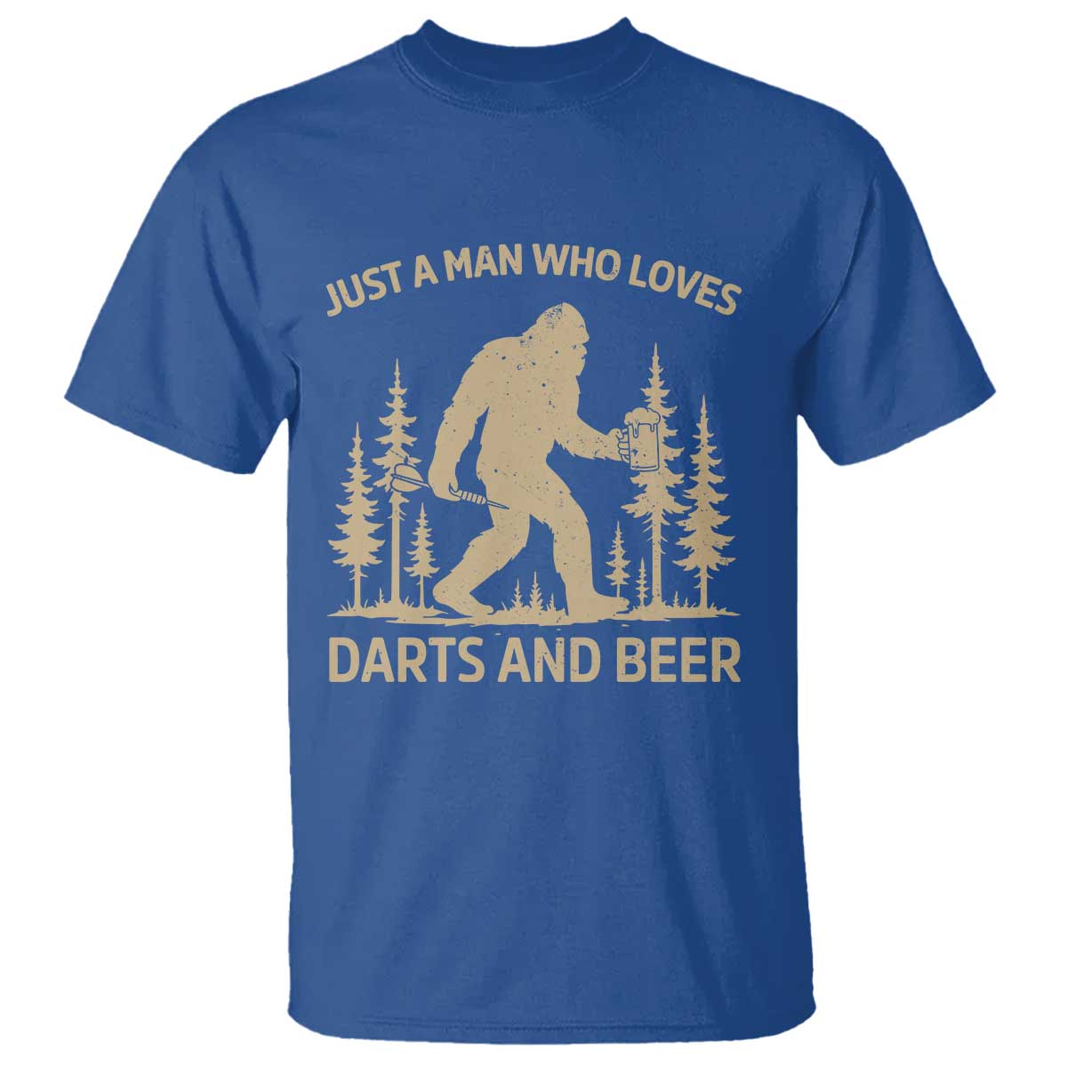 Funny Bigfoot Just A Man Who Loves Darts And Beer Gift T Shirt TS12 Royal Blue Print Your Wear
