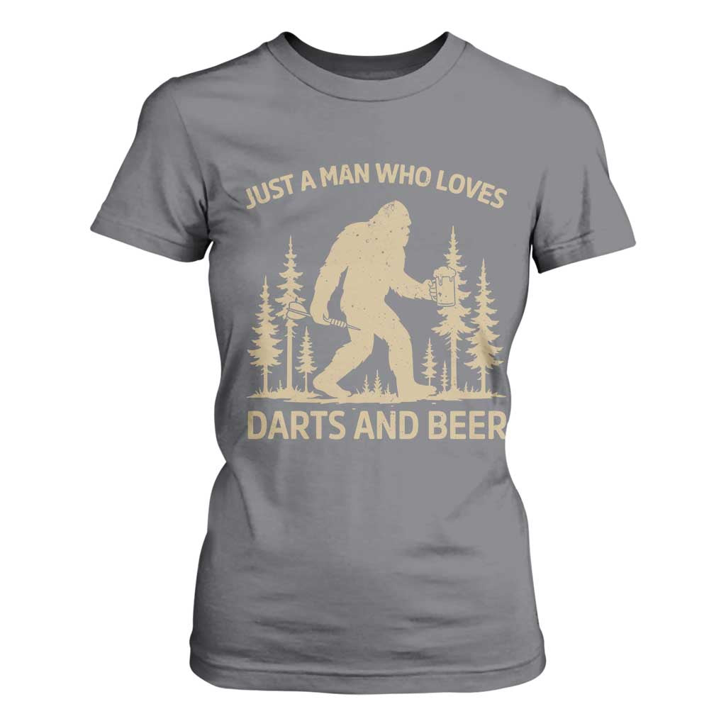 Funny Bigfoot Just A Man Who Loves Darts And Beer Gift T Shirt For Women TS12 Charcoal Print Your Wear