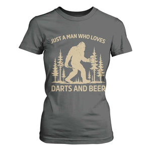 Funny Bigfoot Just A Man Who Loves Darts And Beer Gift T Shirt For Women TS12 Dark Heather Print Your Wear