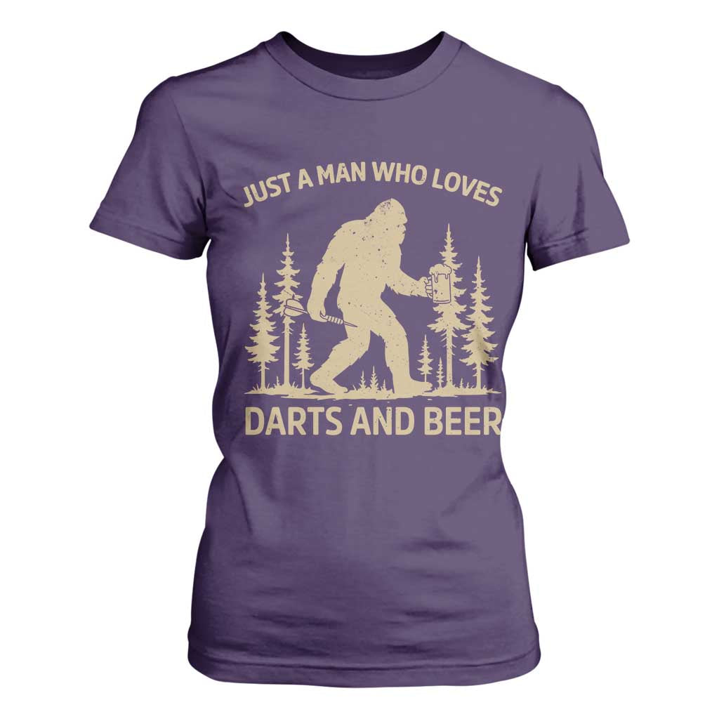 Funny Bigfoot Just A Man Who Loves Darts And Beer Gift T Shirt For Women TS12 Purple Print Your Wear