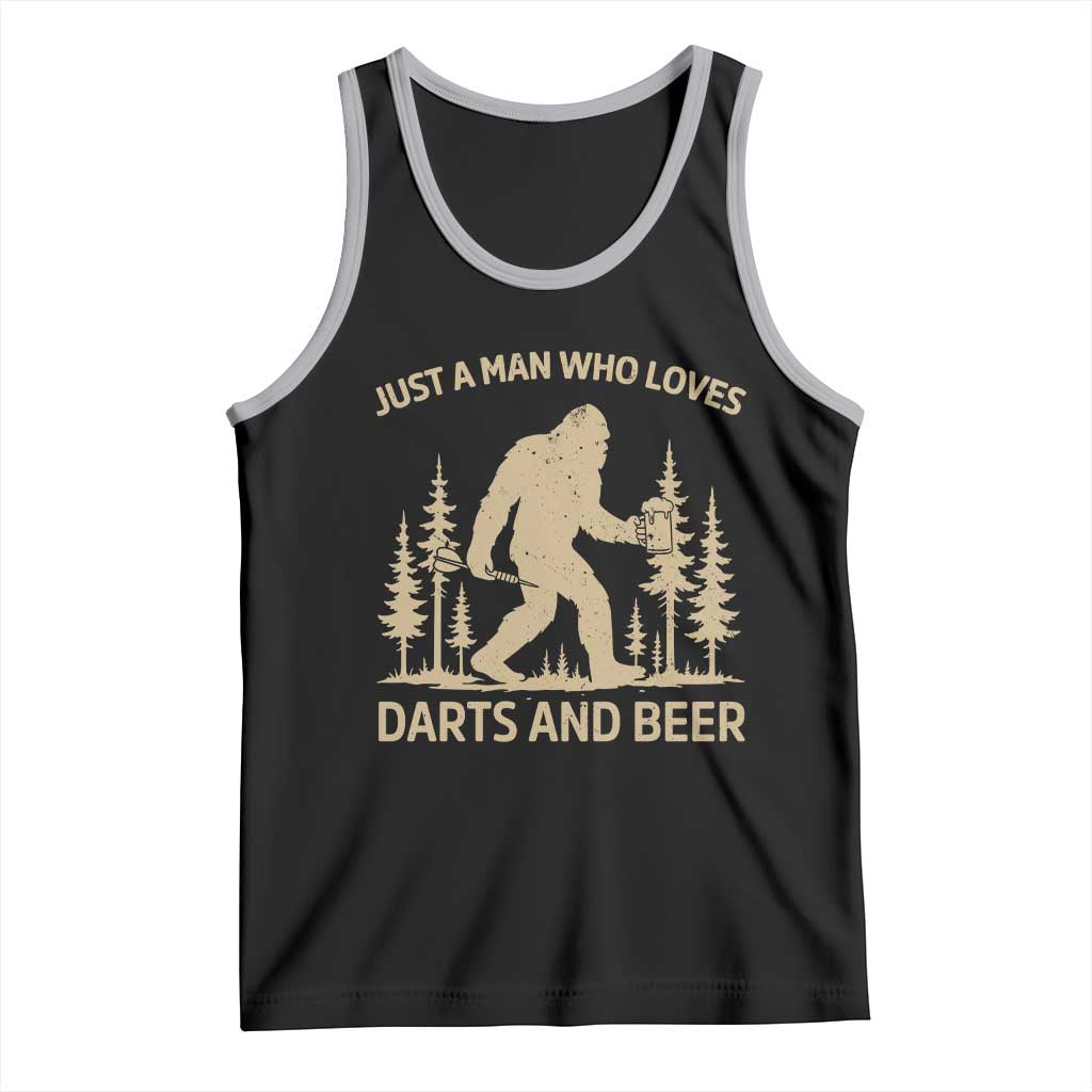 Funny Bigfoot Just A Man Who Loves Darts And Beer Gift Tank Top TS12 Black Athletic Heather Print Your Wear