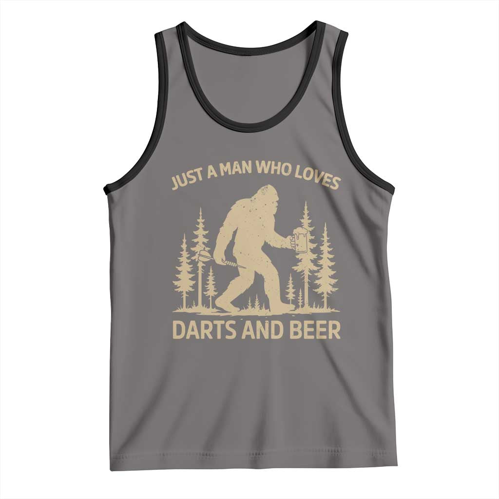 Funny Bigfoot Just A Man Who Loves Darts And Beer Gift Tank Top TS12 Deep Heather Black Print Your Wear