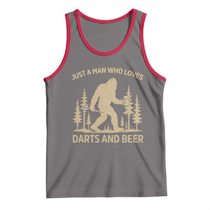 Funny Bigfoot Just A Man Who Loves Darts And Beer Gift Tank Top TS12 Deep Heather Red Print Your Wear