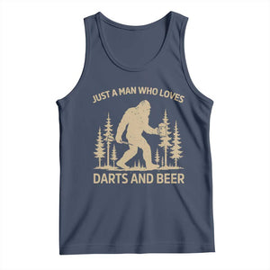 Funny Bigfoot Just A Man Who Loves Darts And Beer Gift Tank Top TS12 Navy Print Your Wear