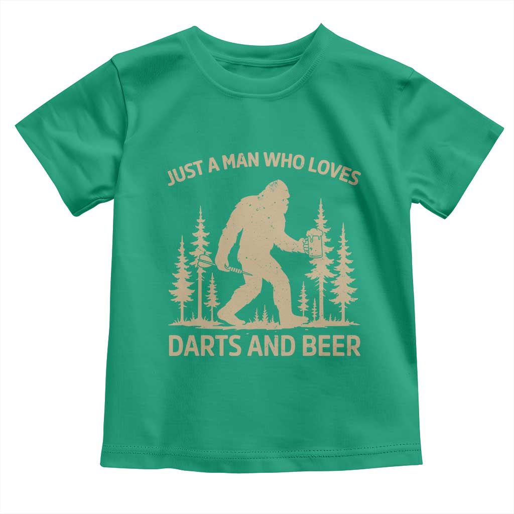 Funny Bigfoot Just A Man Who Loves Darts And Beer Gift Toddler T Shirt TS12 Irish Green Print Your Wear