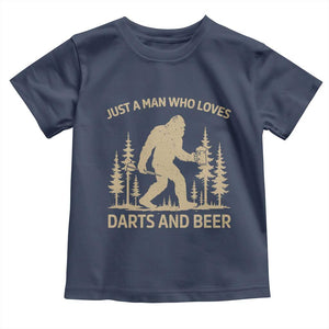 Funny Bigfoot Just A Man Who Loves Darts And Beer Gift Toddler T Shirt TS12 Navy Print Your Wear