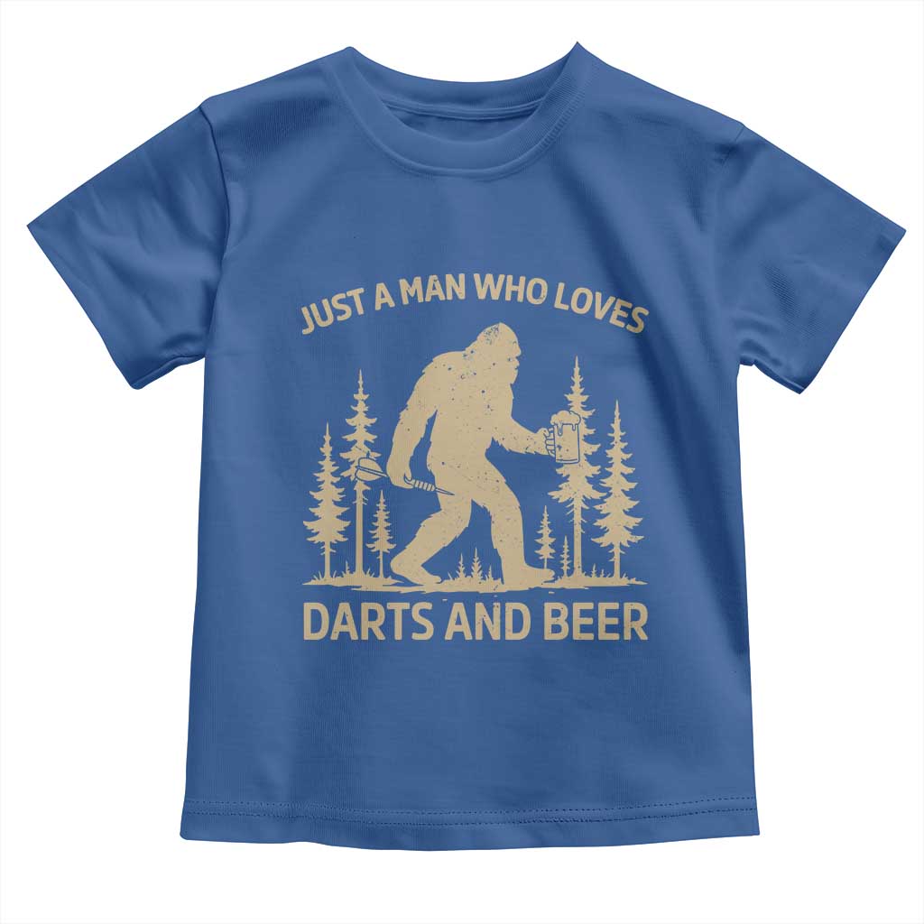 Funny Bigfoot Just A Man Who Loves Darts And Beer Gift Toddler T Shirt TS12 Royal Blue Print Your Wear