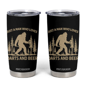 Funny Bigfoot Just A Man Who Loves Darts And Beer Gift Tumbler Cup TS12 Black Print Your Wear