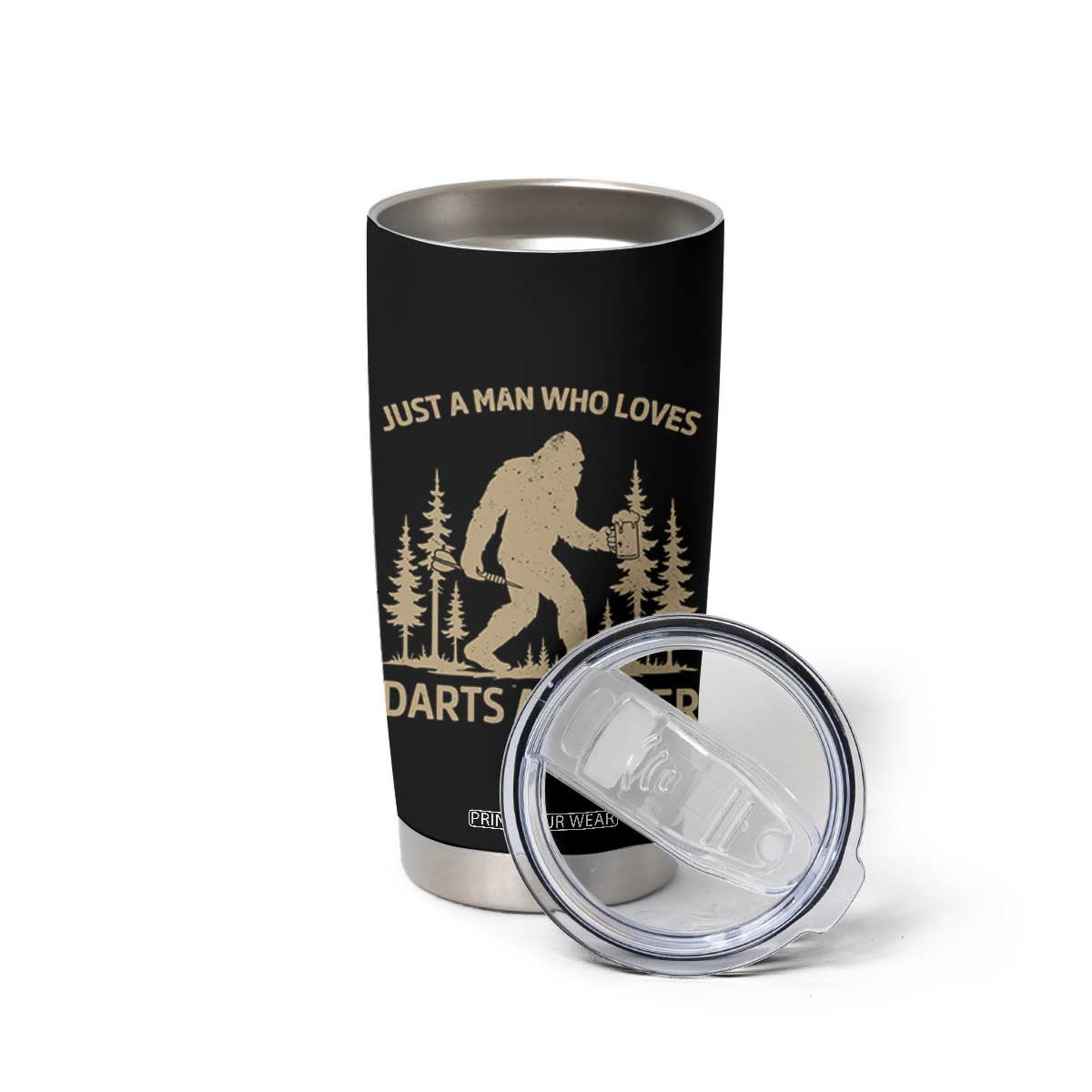 Funny Bigfoot Just A Man Who Loves Darts And Beer Gift Tumbler Cup TS12 Print Your Wear