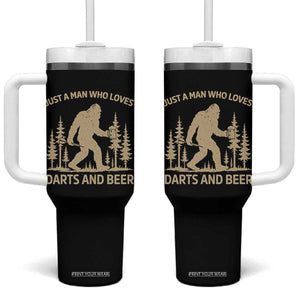 Funny Bigfoot Just A Man Who Loves Darts And Beer Gift Tumbler With Handle TS12 One Size: 40 oz Black Print Your Wear