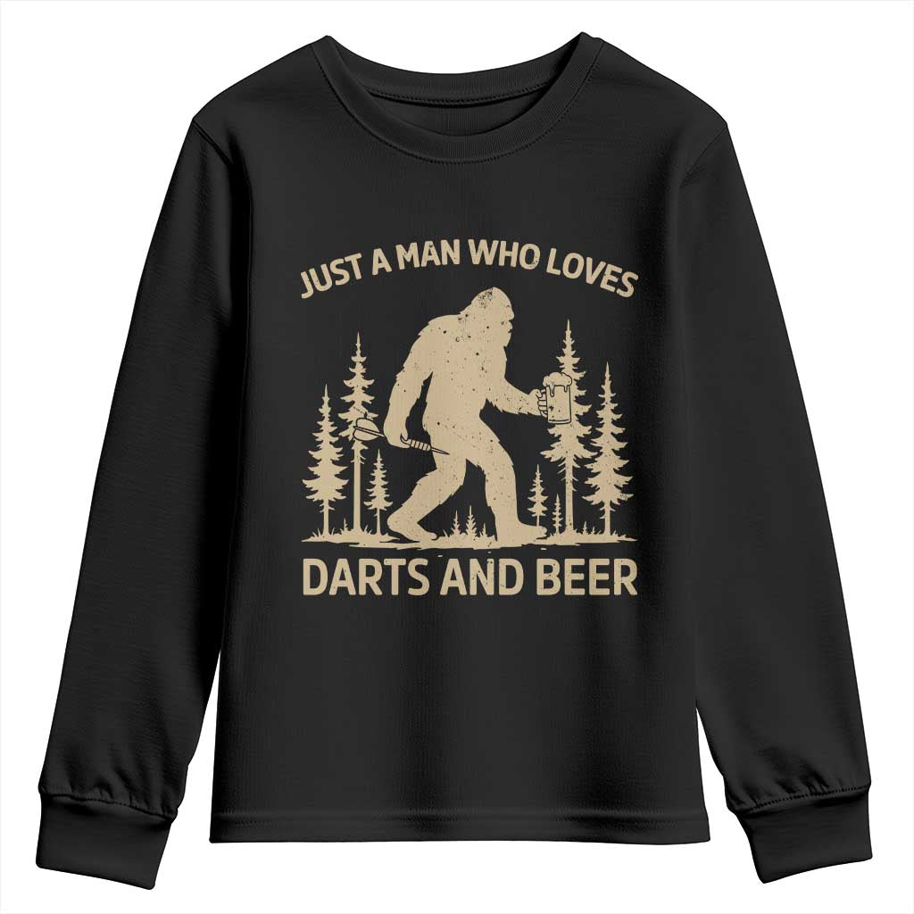 Funny Bigfoot Just A Man Who Loves Darts And Beer Gift Youth Sweatshirt TS12 Black Print Your Wear