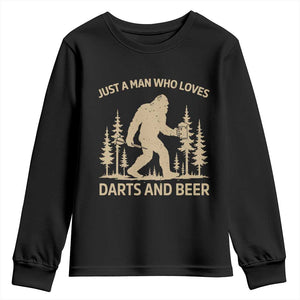 Funny Bigfoot Just A Man Who Loves Darts And Beer Gift Youth Sweatshirt TS12 Black Print Your Wear