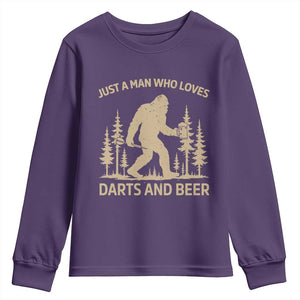 Funny Bigfoot Just A Man Who Loves Darts And Beer Gift Youth Sweatshirt TS12 Purple Print Your Wear