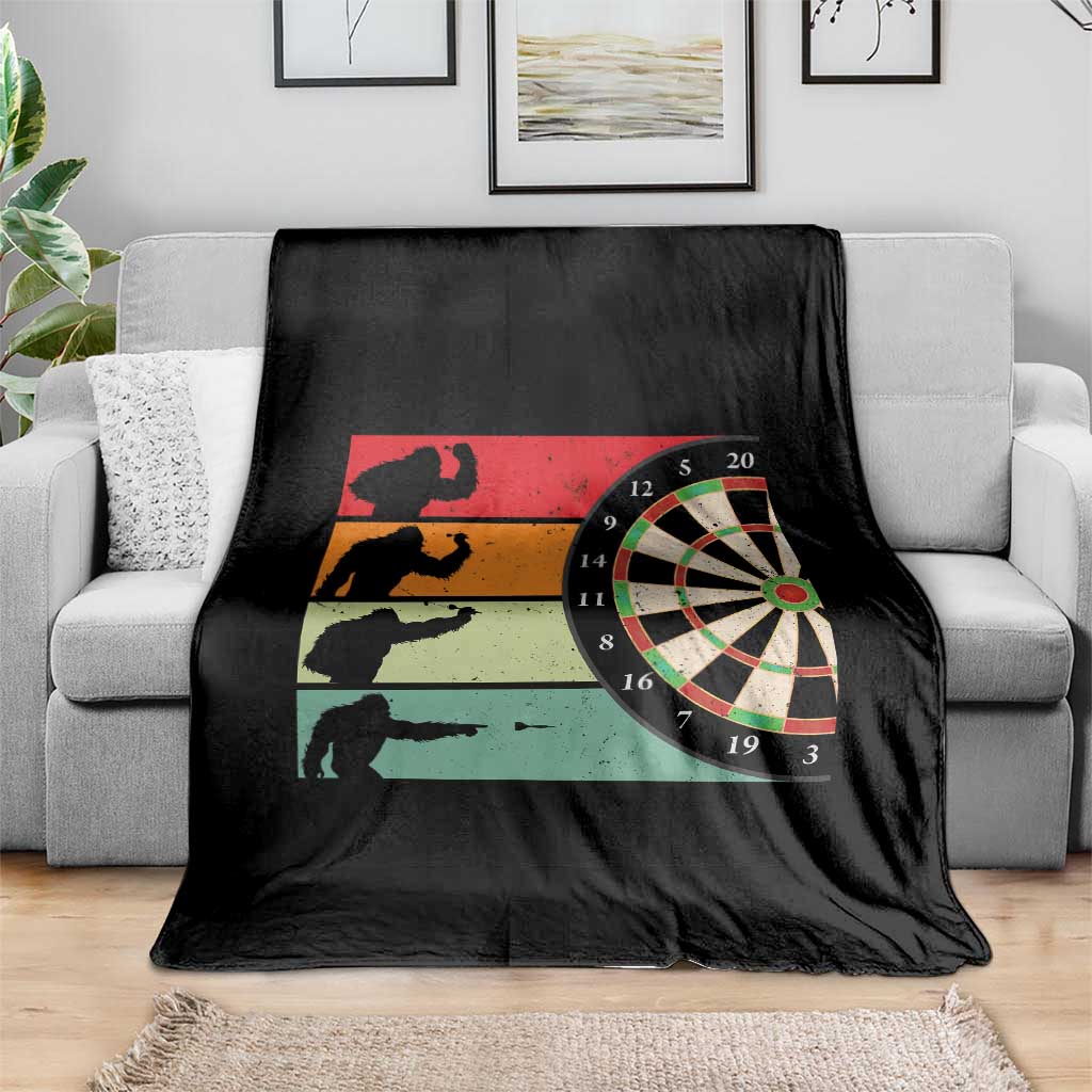 Funny Bigfoot Dart Player Crytid Sunset Retro Vintage Throw Blanket Dartist Gift TS12 Print Your Wear