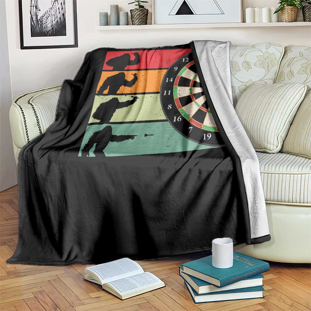 Funny Bigfoot Dart Player Crytid Sunset Retro Vintage Throw Blanket Dartist Gift TS12 Print Your Wear