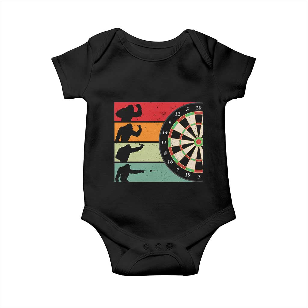 Funny Bigfoot Dart Player Crytid Sunset Retro Vintage Baby Onesie Dartist Gift TS12 Black Print Your Wear