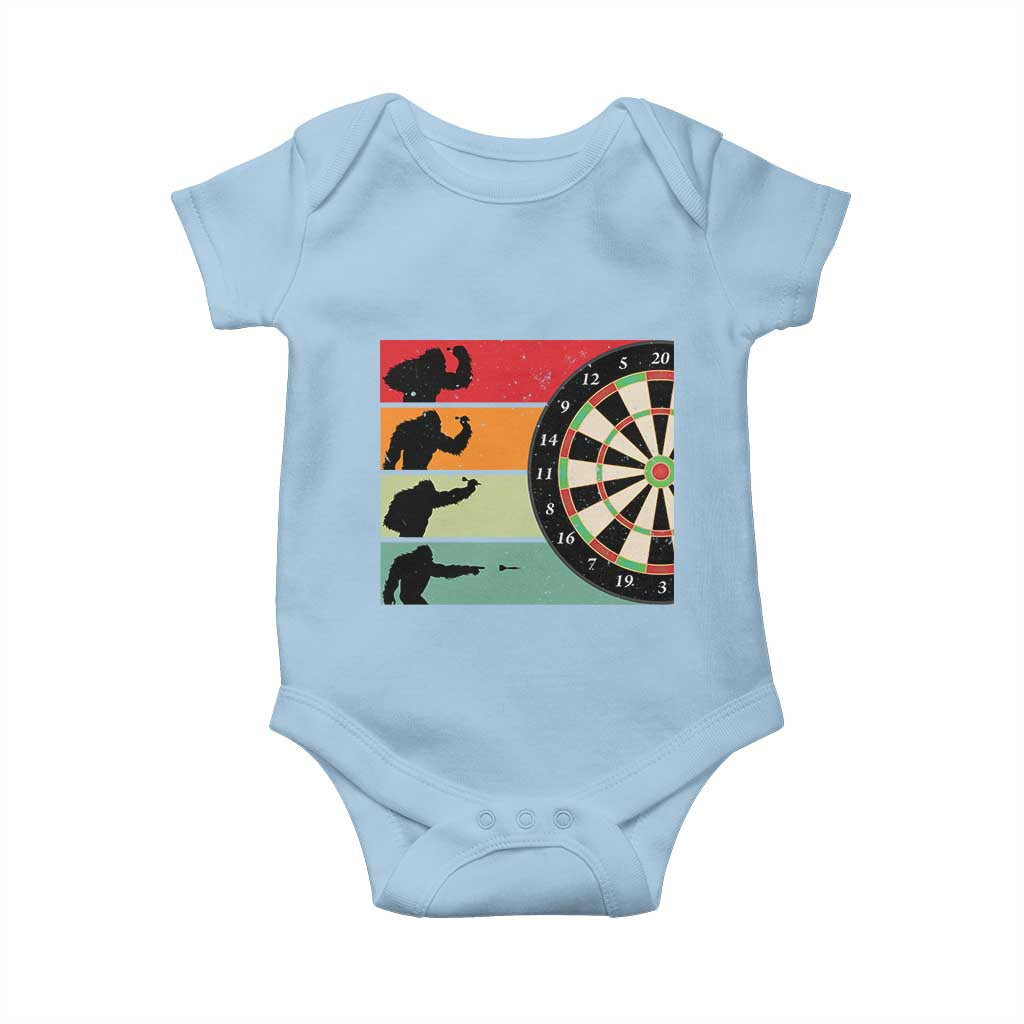 Funny Bigfoot Dart Player Crytid Sunset Retro Vintage Baby Onesie Dartist Gift TS12 Light Blue Print Your Wear