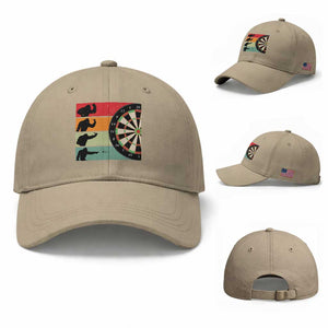 Funny Bigfoot Dart Player Crytid Sunset Retro Vintage Baseball Cap Dartist Gift TS12 Baseball Cap Universal Fit Khaki Print Your Wear