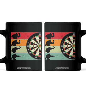 Funny Bigfoot Dart Player Crytid Sunset Retro Vintage Coffee Mug Dartist Gift TS12 Black Print Your Wear