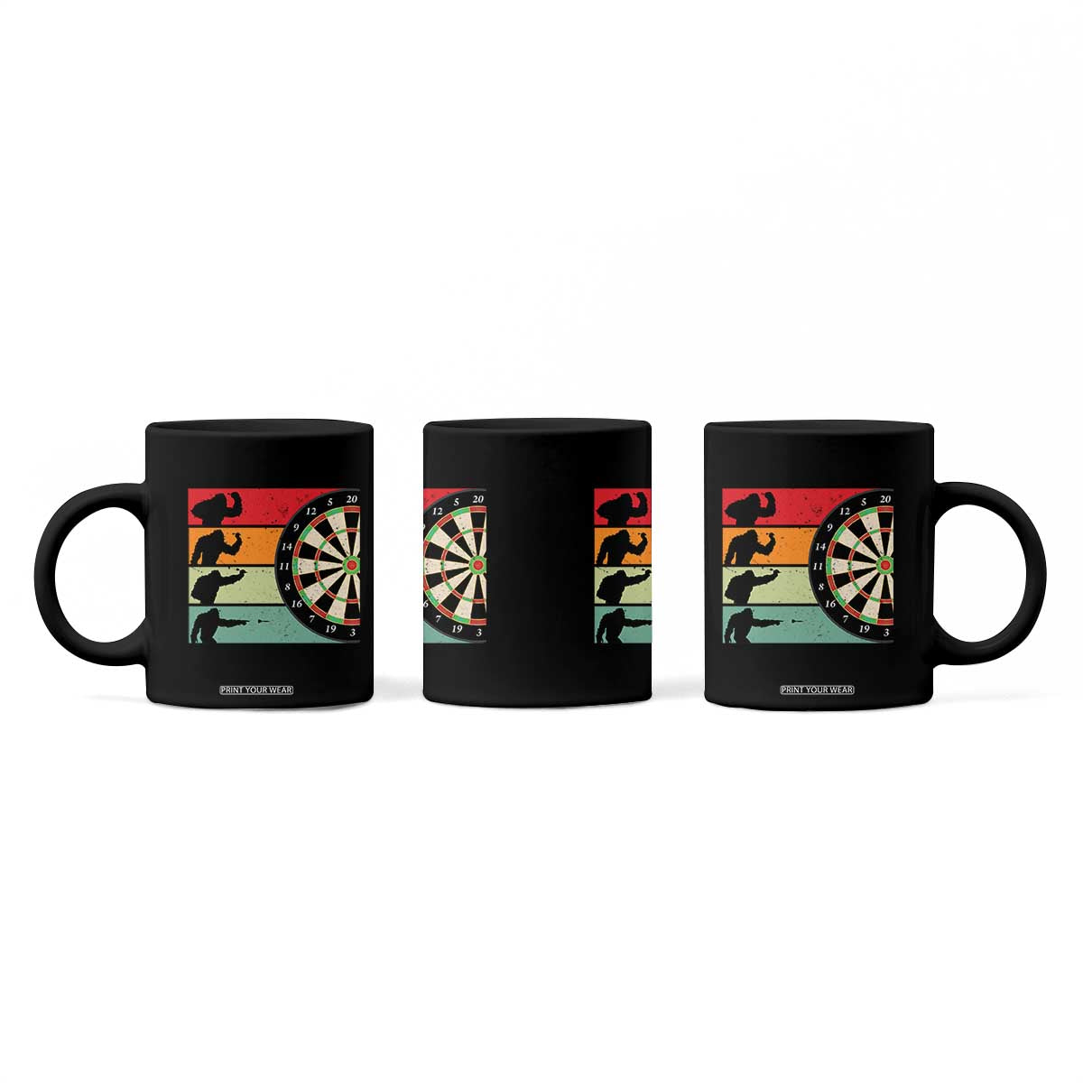 Funny Bigfoot Dart Player Crytid Sunset Retro Vintage Coffee Mug Dartist Gift TS12 Print Your Wear