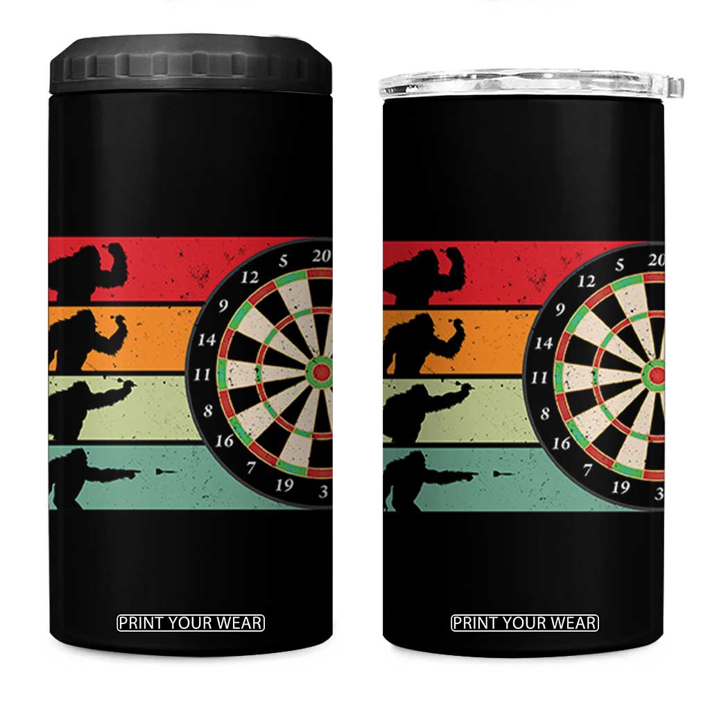 Funny Bigfoot Dart Player Crytid Sunset Retro Vintage 4 in 1 Can Cooler Tumbler Dartist Gift TS12 One Size: 16 oz Black Print Your Wear