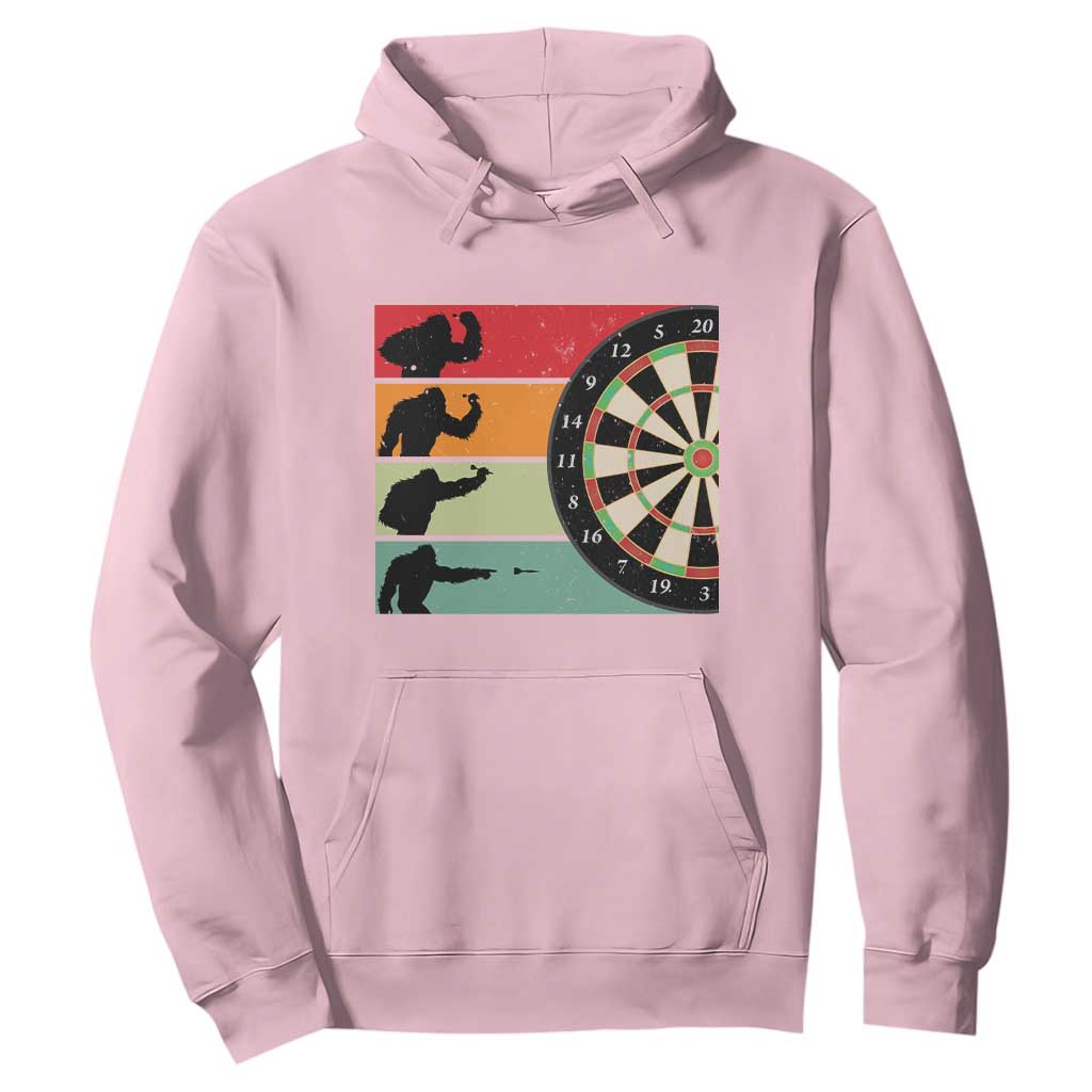 Funny Bigfoot Dart Player Crytid Sunset Retro Vintage Hoodie Dartist Gift TS12 Light Pink Print Your Wear