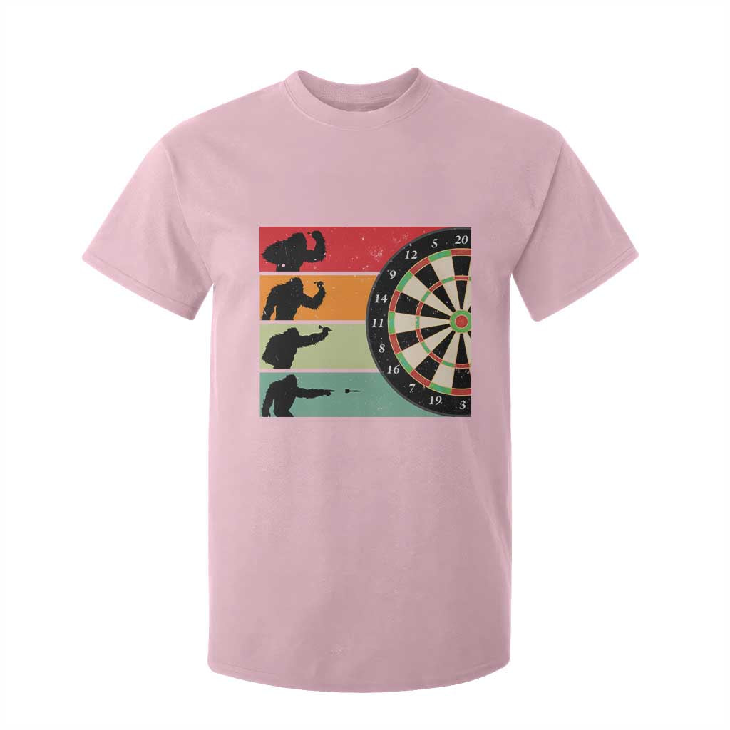 Funny Bigfoot Dart Player Crytid Sunset Retro Vintage T Shirt For Kid Dartist Gift TS12 Light Pink Print Your Wear