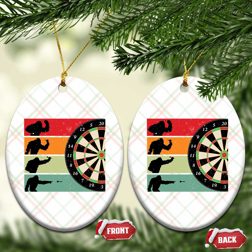 Funny Bigfoot Dart Player Crytid Sunset Retro Vintage Ceramic Ornament Dartist Gift TS12 Print Your Wear