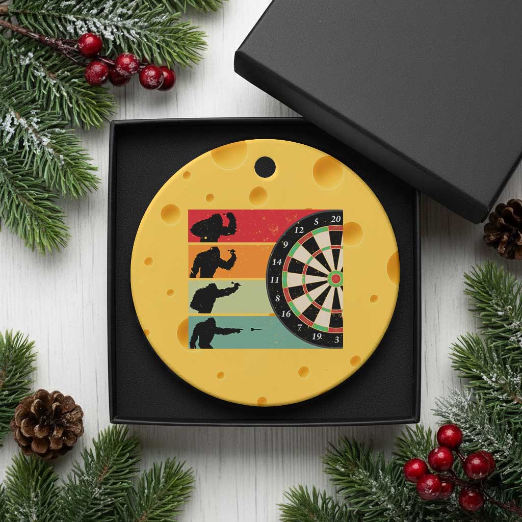 Funny Bigfoot Dart Player Crytid Sunset Retro Vintage Ceramic Ornament Dartist Gift TS12 1pc Yellow Cheese Print Your Wear