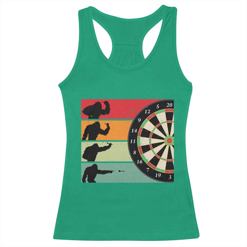 Funny Bigfoot Dart Player Crytid Sunset Retro Vintage Racerback Tank Top Dartist Gift TS12 Irish Green Print Your Wear