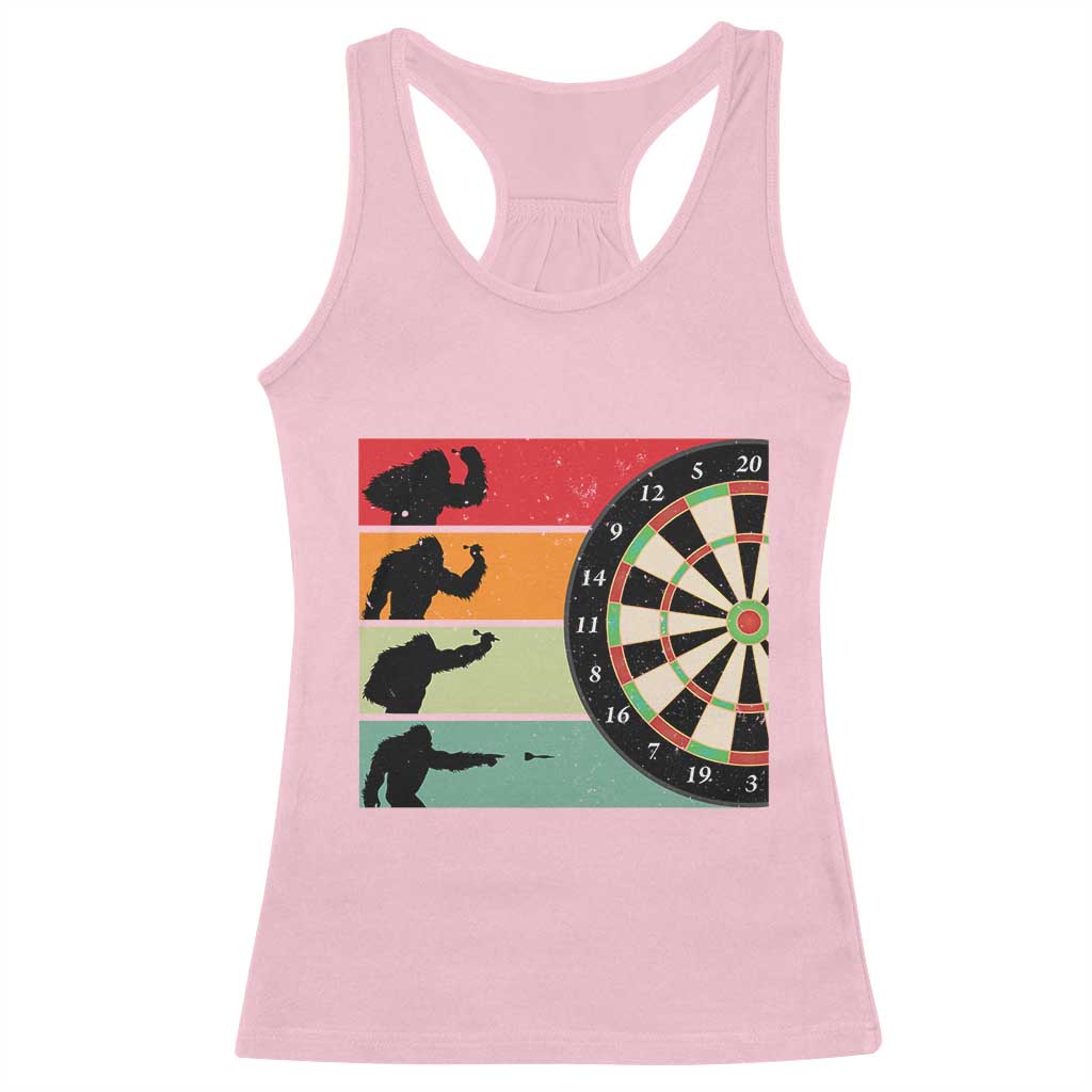 Funny Bigfoot Dart Player Crytid Sunset Retro Vintage Racerback Tank Top Dartist Gift TS12 Light Pink Print Your Wear