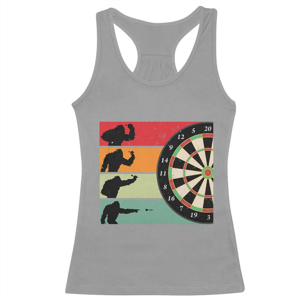 Funny Bigfoot Dart Player Crytid Sunset Retro Vintage Racerback Tank Top Dartist Gift TS12 Sport Gray Print Your Wear