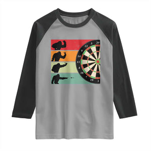 Funny Bigfoot Dart Player Crytid Sunset Retro Vintage Raglan Shirt Dartist Gift TS12 Sport Gray Black Print Your Wear