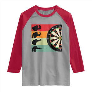 Funny Bigfoot Dart Player Crytid Sunset Retro Vintage Raglan Shirt Dartist Gift TS12 Sport Gray Red Print Your Wear