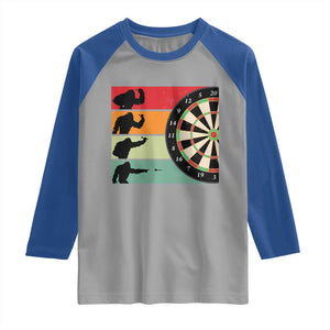 Funny Bigfoot Dart Player Crytid Sunset Retro Vintage Raglan Shirt Dartist Gift TS12 Sport Gray Royal Print Your Wear