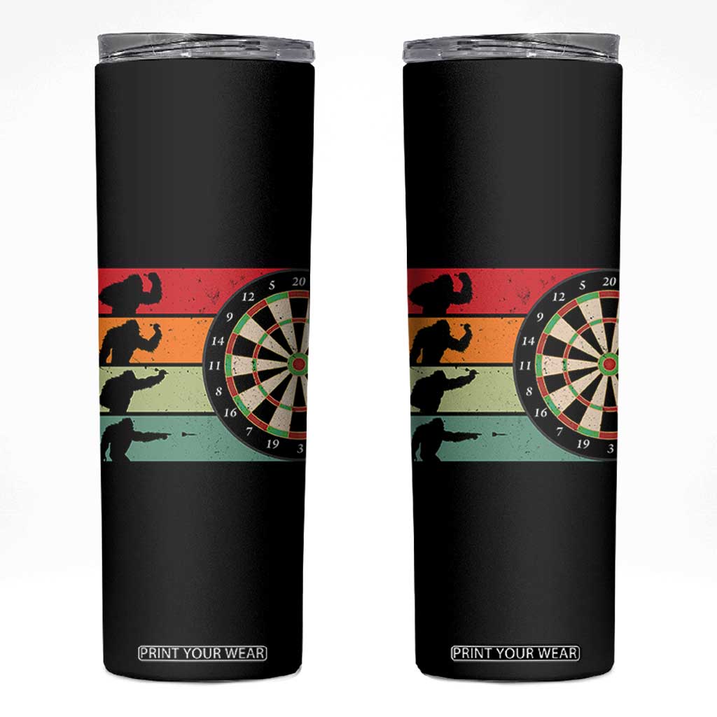 Funny Bigfoot Dart Player Crytid Sunset Retro Vintage Skinny Tumbler Dartist Gift TS12 Black Print Your Wear