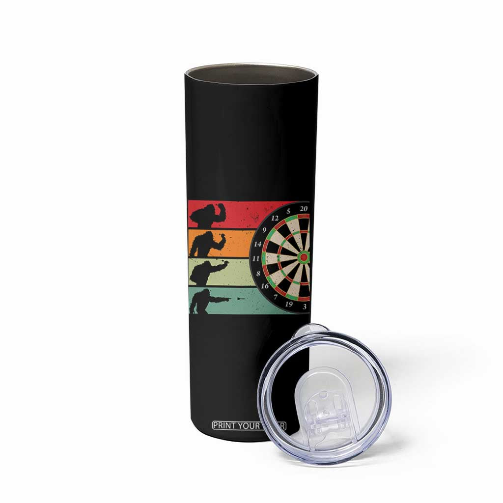 Funny Bigfoot Dart Player Crytid Sunset Retro Vintage Skinny Tumbler Dartist Gift TS12 Print Your Wear