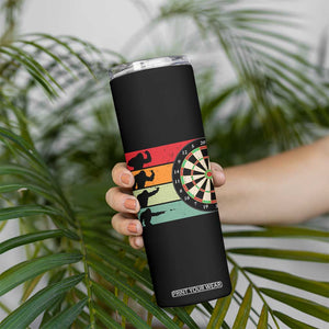 Funny Bigfoot Dart Player Crytid Sunset Retro Vintage Skinny Tumbler Dartist Gift TS12 Print Your Wear