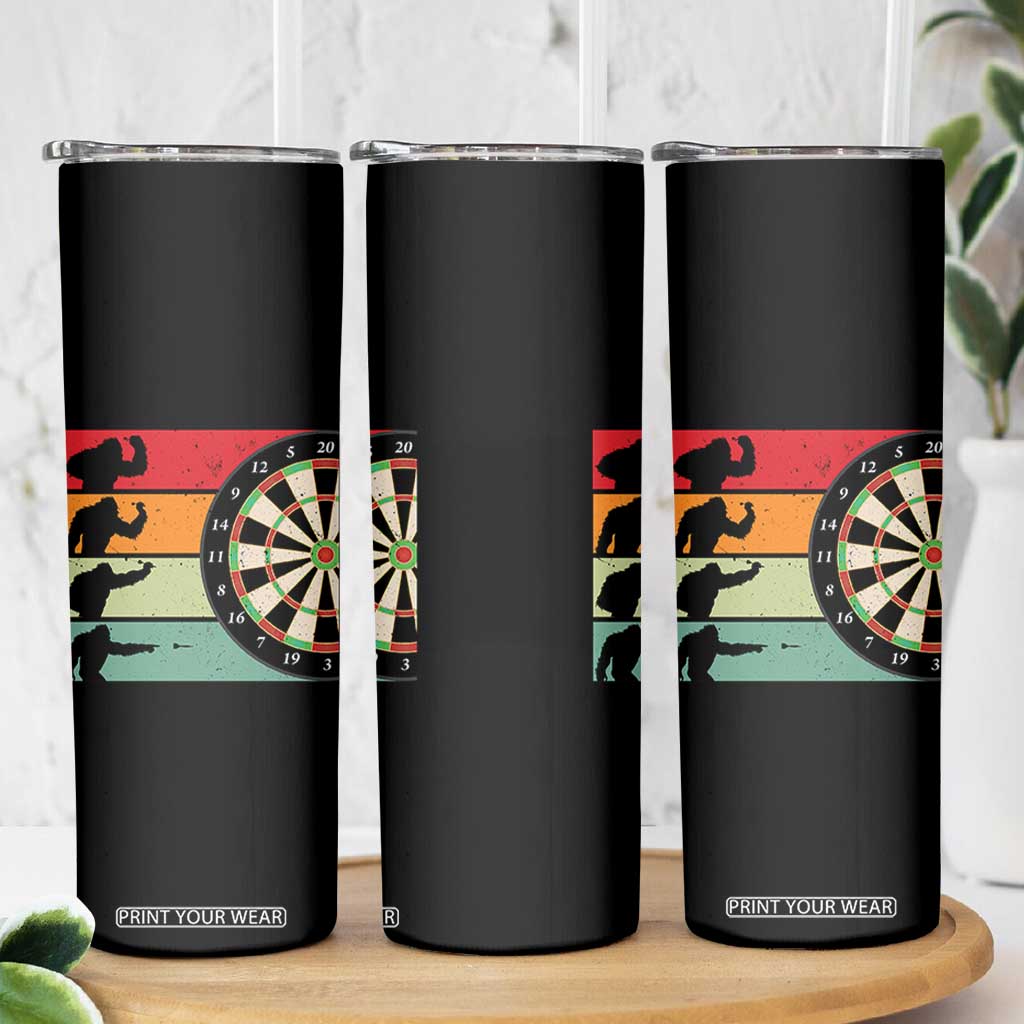 Funny Bigfoot Dart Player Crytid Sunset Retro Vintage Skinny Tumbler Dartist Gift TS12 Print Your Wear