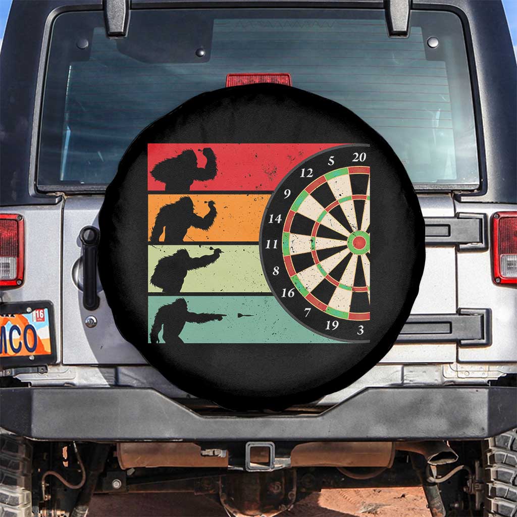 Funny Bigfoot Dart Player Crytid Sunset Retro Vintage Spare Tire Cover Dartist Gift TS12 No hole Black Print Your Wear